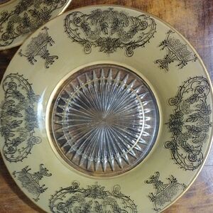 Vintage Frosted and Black Lace Plates